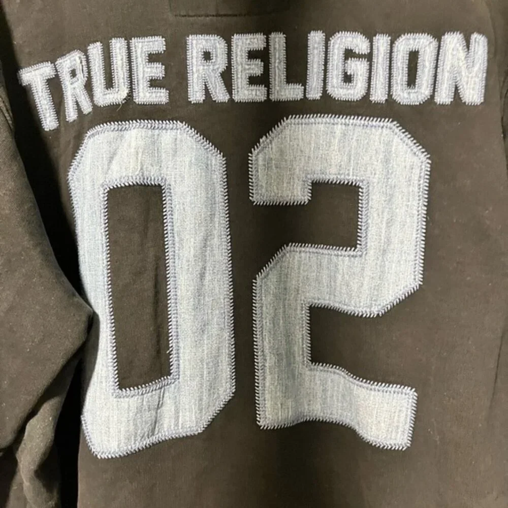 True Religion Black Zip Up Hoodie Size 2XL